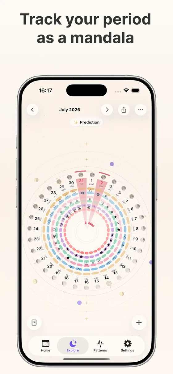 Moonwave period logging screen on iPhone